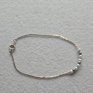 Vintage Korea Goldtone Pearl Bracelet 7" Dainty